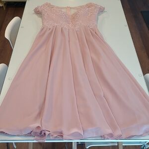 NWOT Morilee by Madeline Gardner Dusty Rose Formal Embroidered Top Chiffon Dress